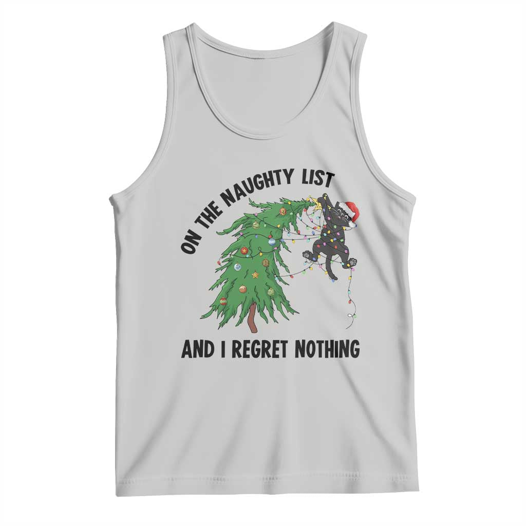 Funny Black Cat Christmas Tank Top On the Naughty List And I Regret Nothing - Wonder Print Shop