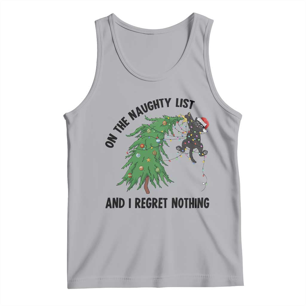 Funny Black Cat Christmas Tank Top On the Naughty List And I Regret Nothing - Wonder Print Shop