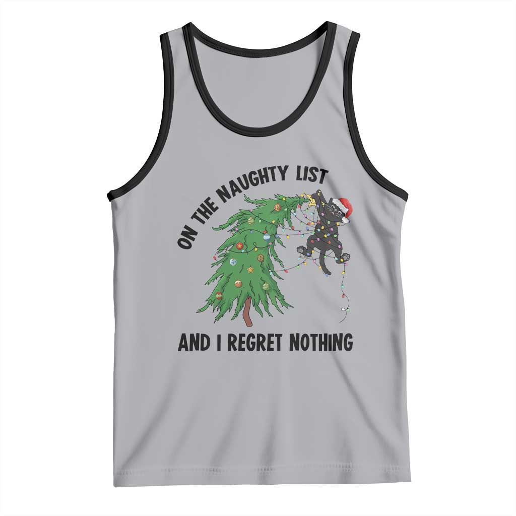 Funny Black Cat Christmas Tank Top On the Naughty List And I Regret Nothing - Wonder Print Shop