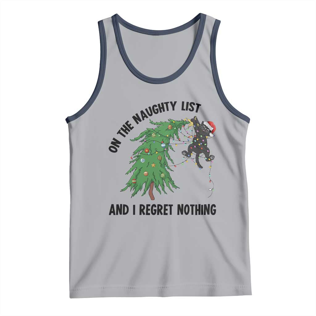 Funny Black Cat Christmas Tank Top On the Naughty List And I Regret Nothing - Wonder Print Shop
