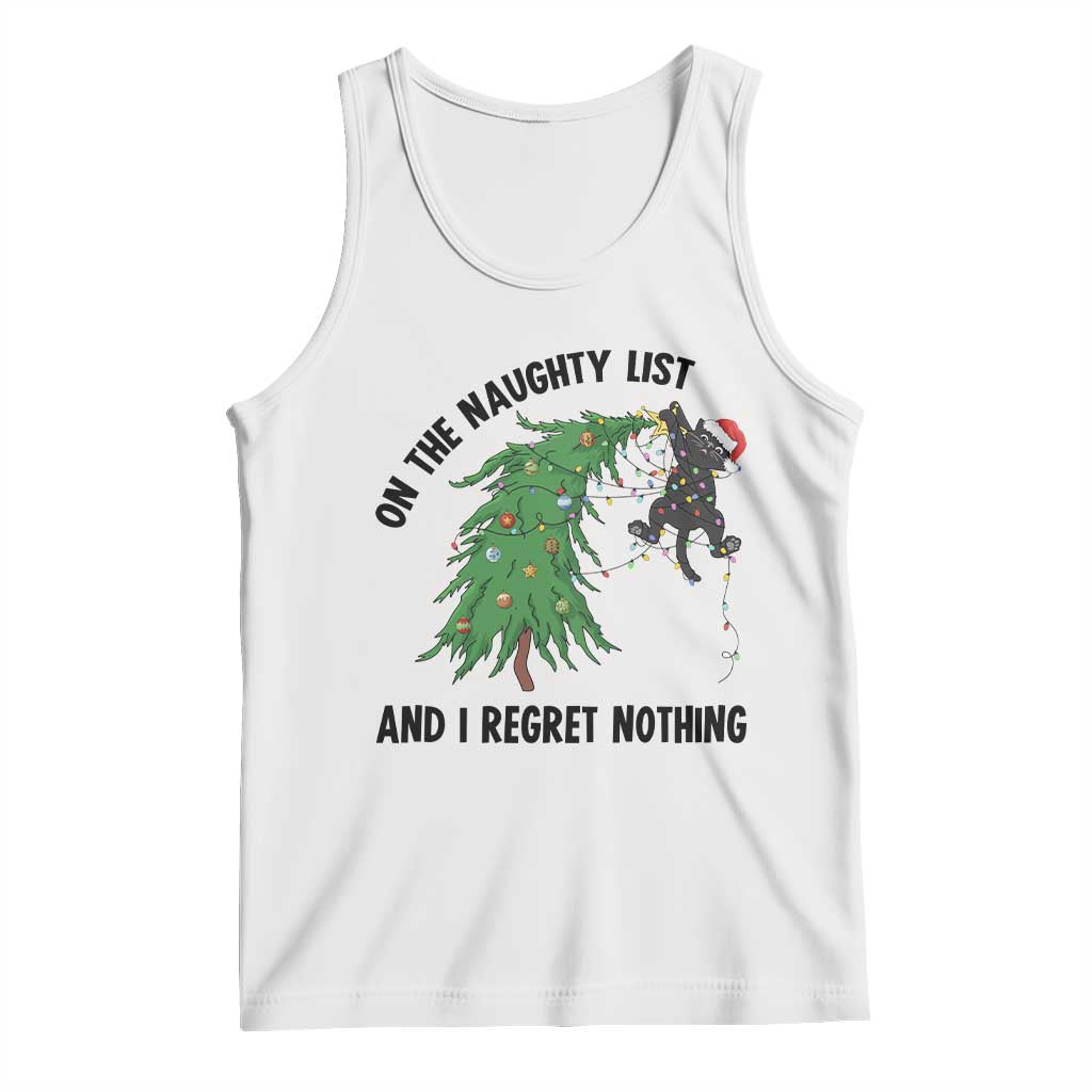Funny Black Cat Christmas Tank Top On the Naughty List And I Regret Nothing - Wonder Print Shop