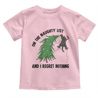 Funny Black Cat Christmas Toddler T Shirt On the Naughty List And I Regret Nothing - Wonder Print Shop