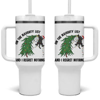 Funny Black Cat Christmas Tumbler With Handle On the Naughty List And I Regret Nothing - Wonder Print Shop