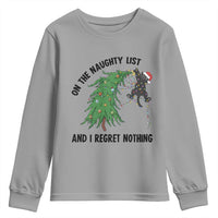 Funny Black Cat Christmas Youth Sweatshirt On the Naughty List And I Regret Nothing - Wonder Print Shop