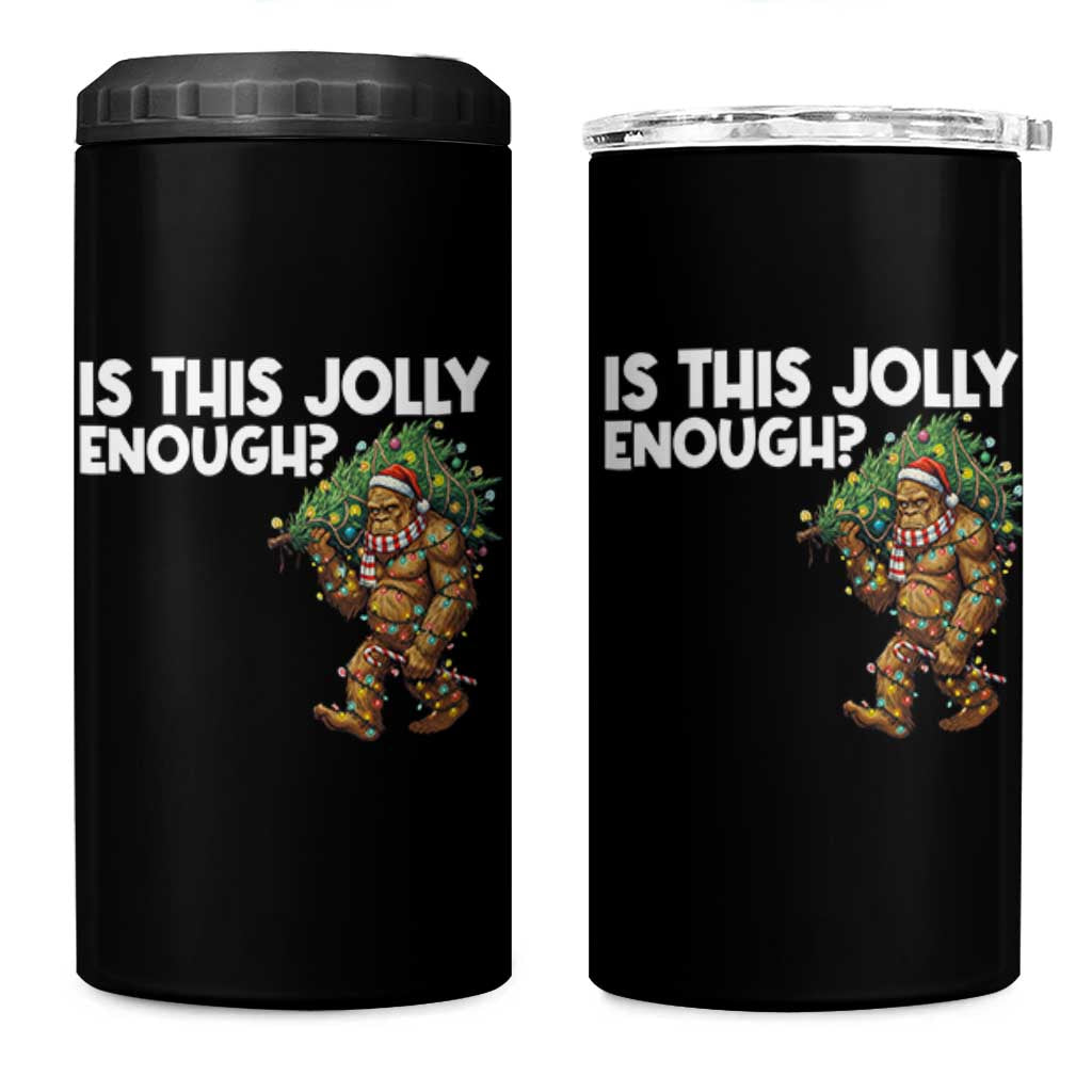Funny Bigfoot Christmas 4 in 1 Can Cooler Tumbler Is This Jolly Enough - Wonder Print Shop