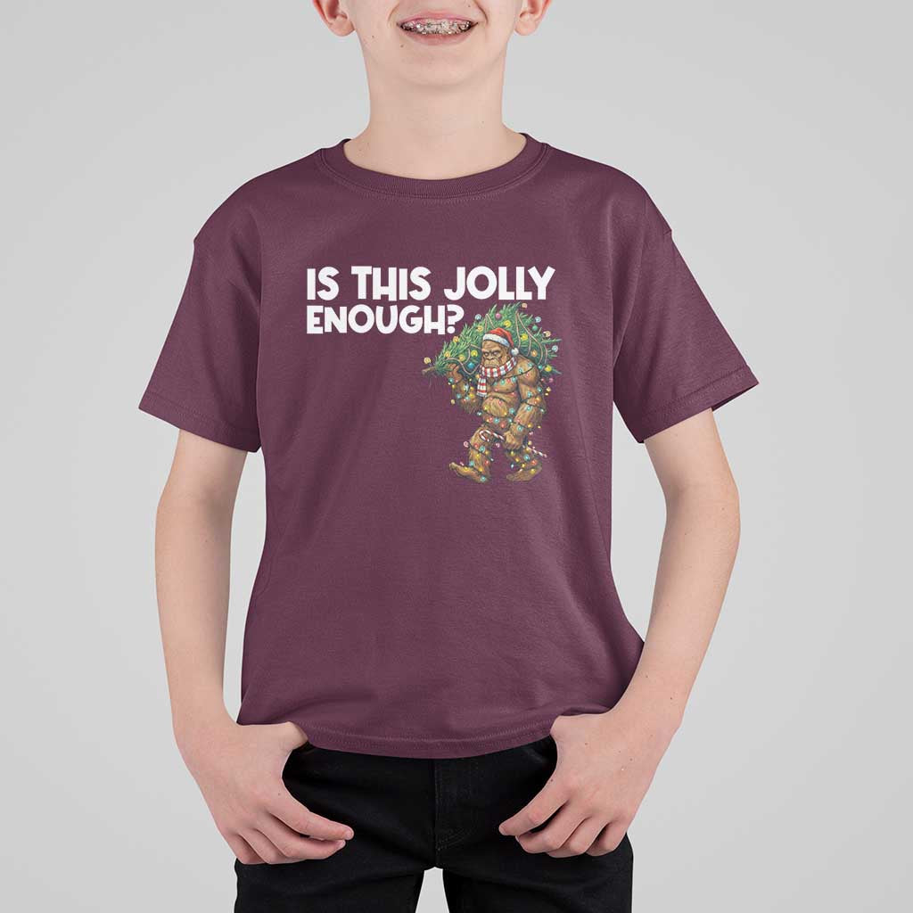Funny Bigfoot Christmas T Shirt For Kid Is This Jolly Enough - Wonder Print Shop