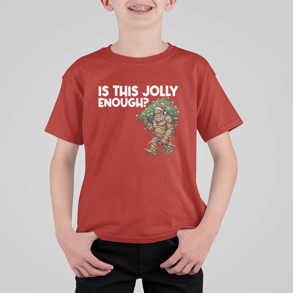 Funny Bigfoot Christmas T Shirt For Kid Is This Jolly Enough - Wonder Print Shop