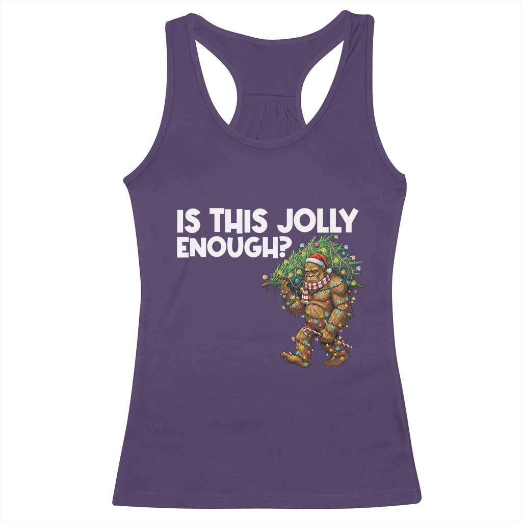 Funny Bigfoot Christmas Racerback Tank Top Is This Jolly Enough - Wonder Print Shop