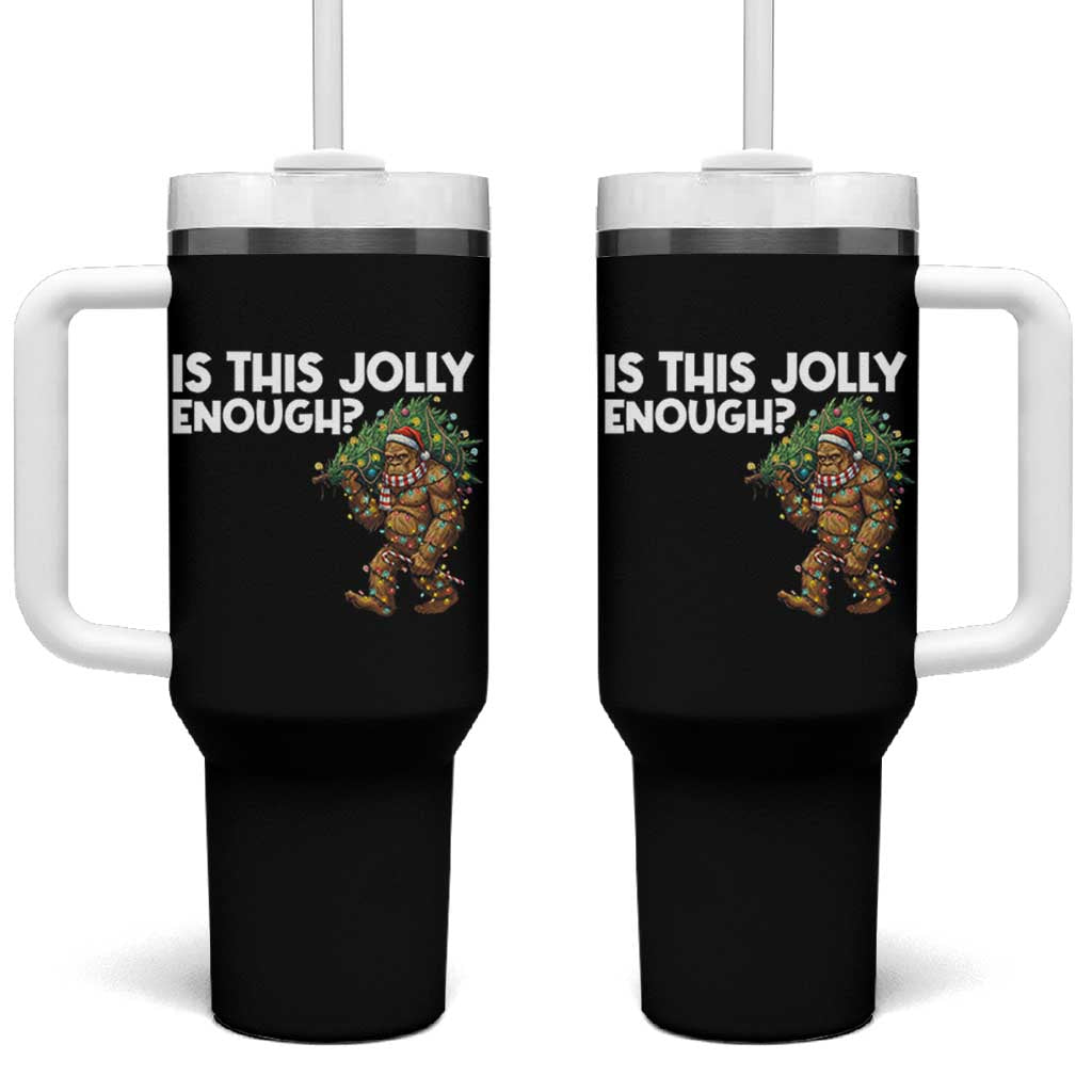 Funny Bigfoot Christmas Tumbler With Handle Is This Jolly Enough - Wonder Print Shop