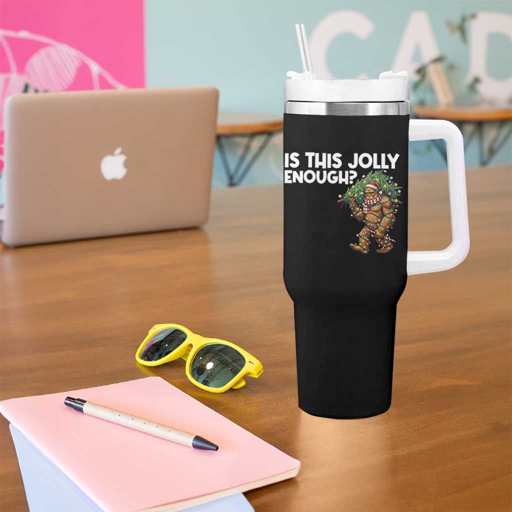 Funny Bigfoot Christmas Tumbler With Handle Is This Jolly Enough - Wonder Print Shop