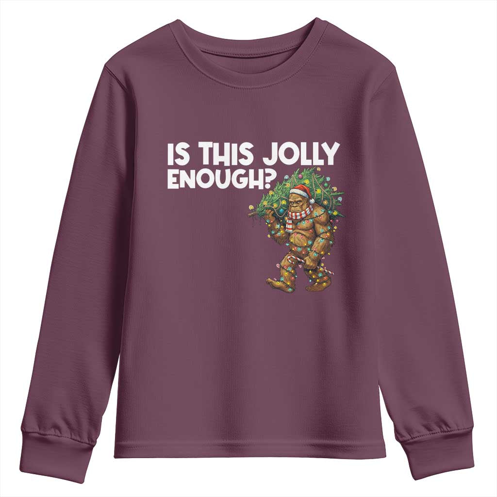 Funny Bigfoot Christmas Youth Sweatshirt Is This Jolly Enough - Wonder Print Shop