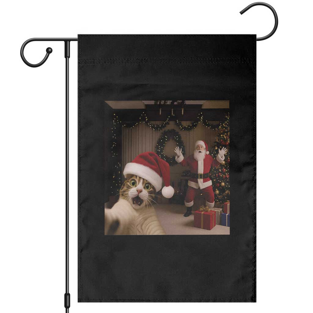Funny Cat With Santa Selfie Christmas Garden Flag - Wonder Print Shop