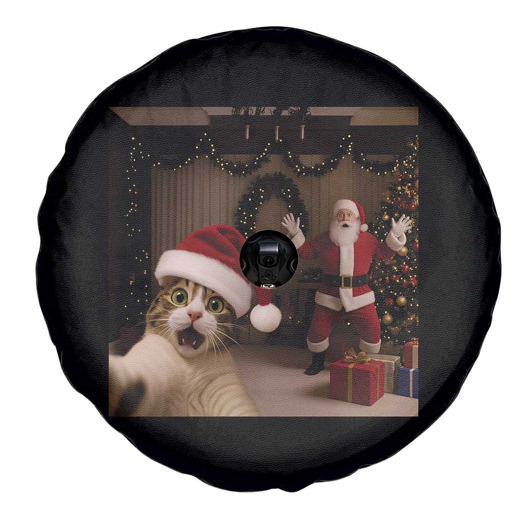 Funny Cat With Santa Selfie Christmas Spare Tire Cover - Wonder Print Shop