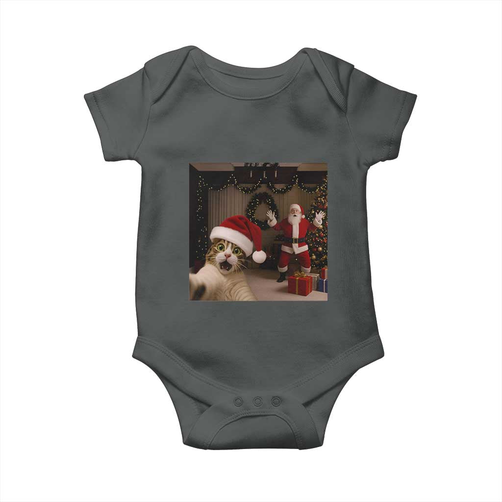 Funny Cat With Santa Selfie Christmas Baby Onesie - Wonder Print Shop