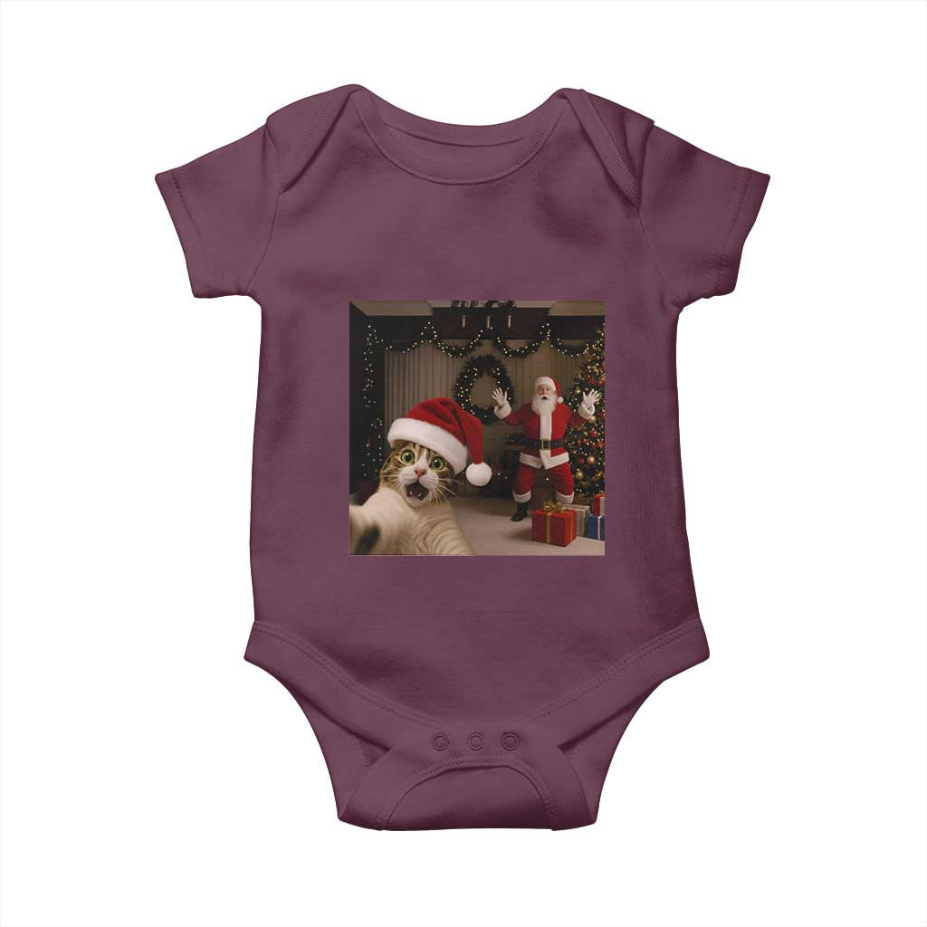 Funny Cat With Santa Selfie Christmas Baby Onesie - Wonder Print Shop