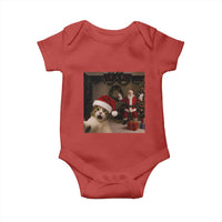 Funny Cat With Santa Selfie Christmas Baby Onesie - Wonder Print Shop