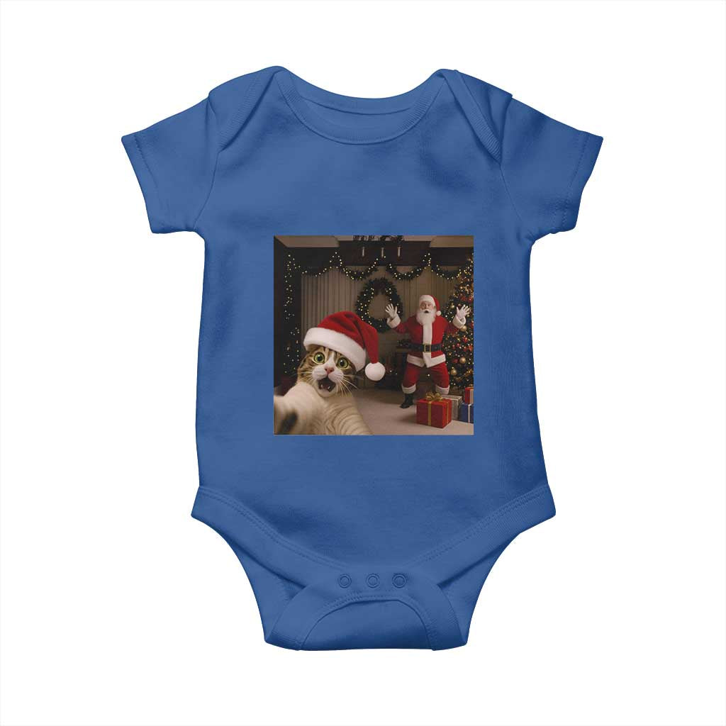 Funny Cat With Santa Selfie Christmas Baby Onesie - Wonder Print Shop