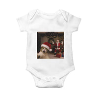 Funny Cat With Santa Selfie Christmas Baby Onesie - Wonder Print Shop