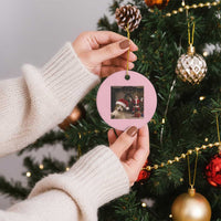 Funny Cat With Santa Selfie Christmas Ceramic Ornament - Wonder Print Shop