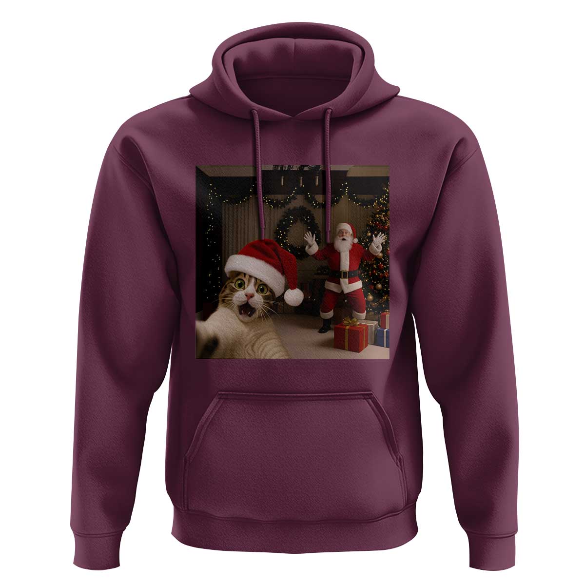 Funny Cat With Santa Selfie Christmas Hoodie - Wonder Print Shop