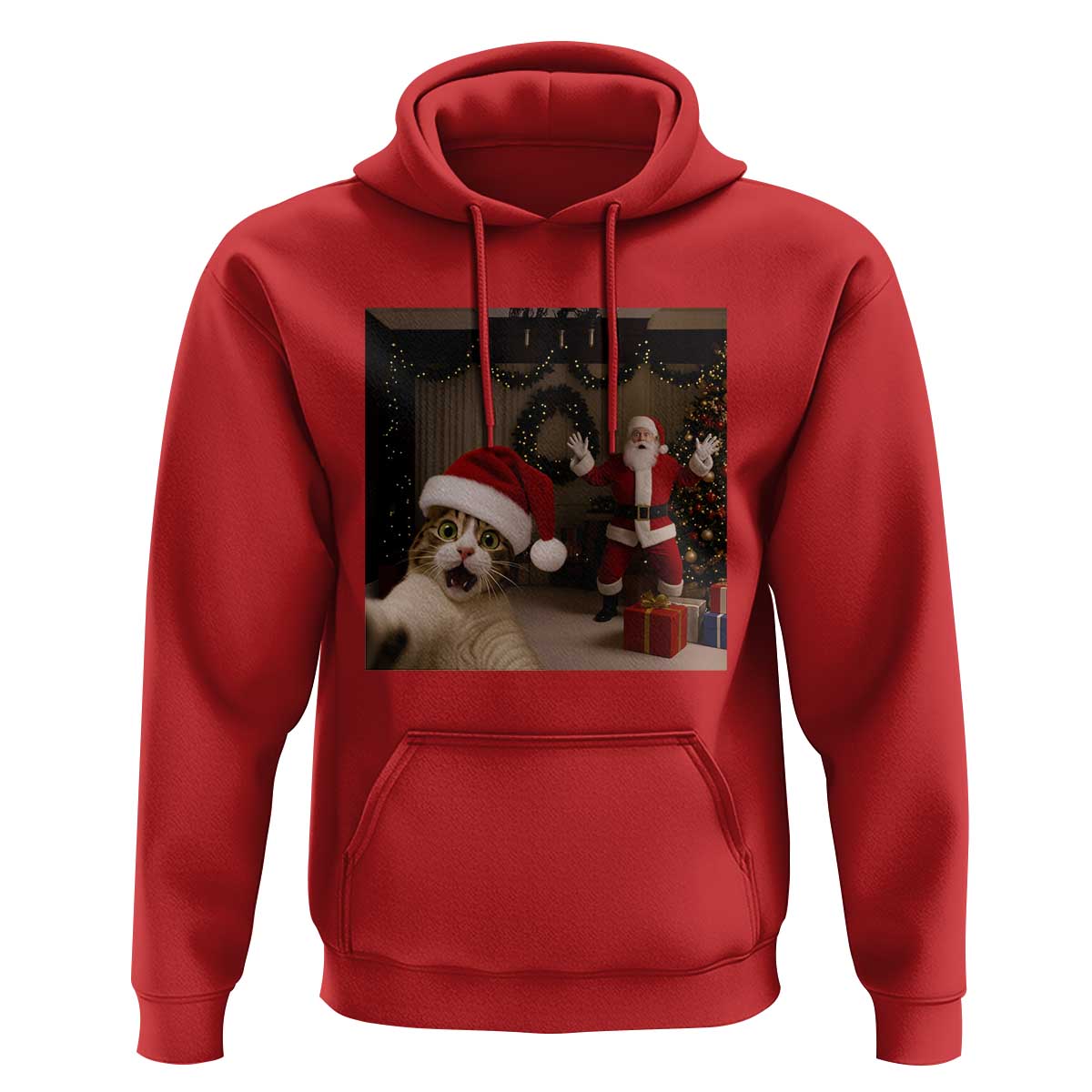 Funny Cat With Santa Selfie Christmas Hoodie - Wonder Print Shop