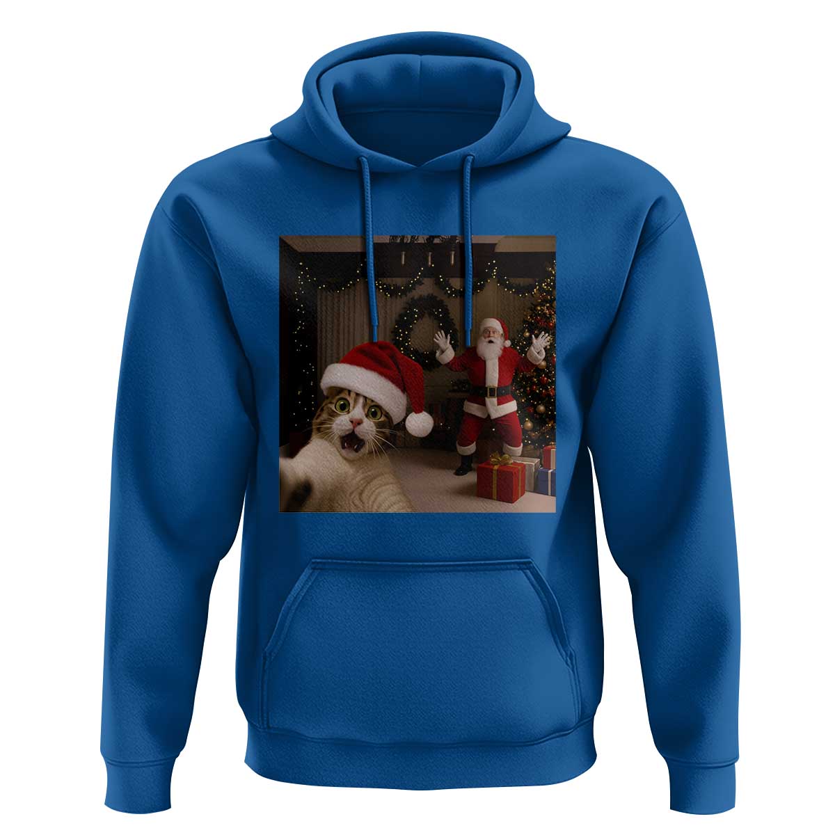 Funny Cat With Santa Selfie Christmas Hoodie - Wonder Print Shop