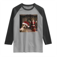 Funny Cat With Santa Selfie Christmas Raglan Shirt - Wonder Print Shop