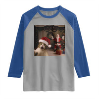 Funny Cat With Santa Selfie Christmas Raglan Shirt - Wonder Print Shop