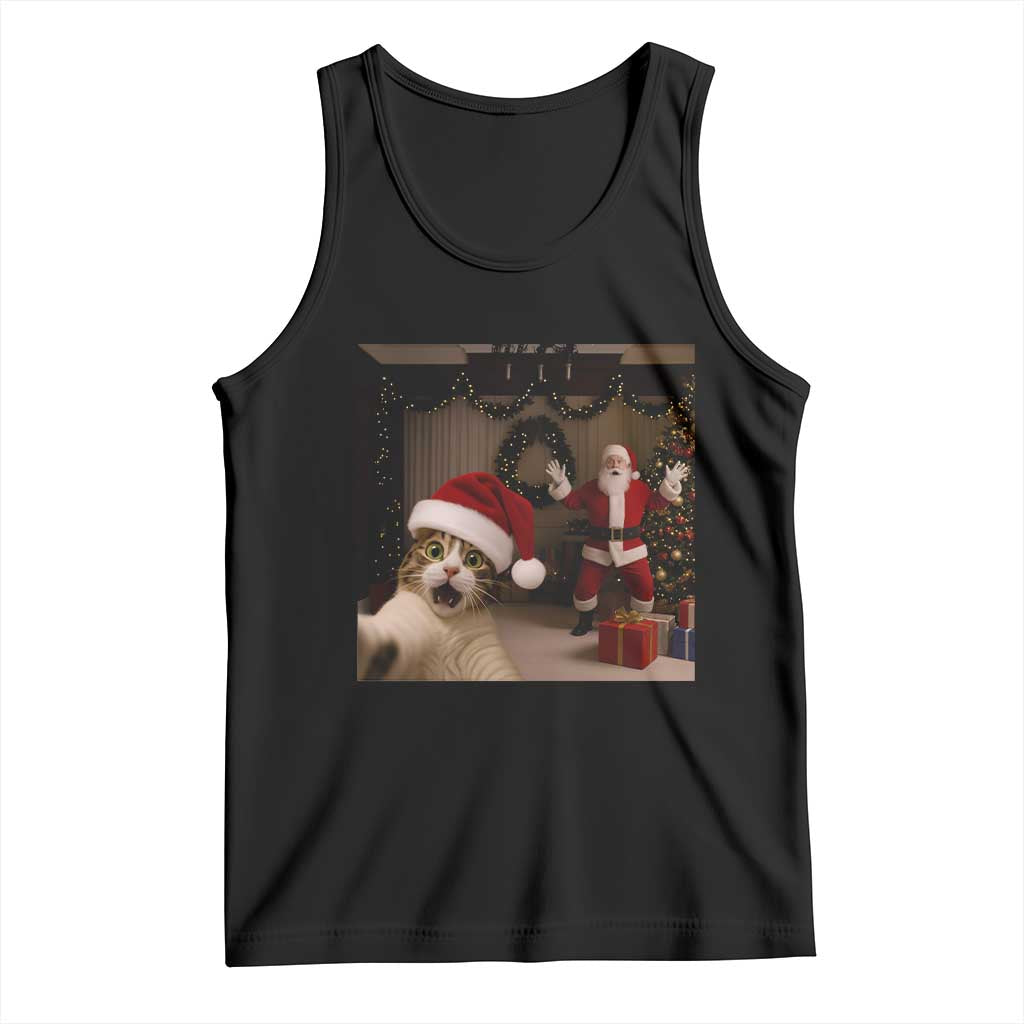 Funny Cat With Santa Selfie Christmas Tank Top - Wonder Print Shop