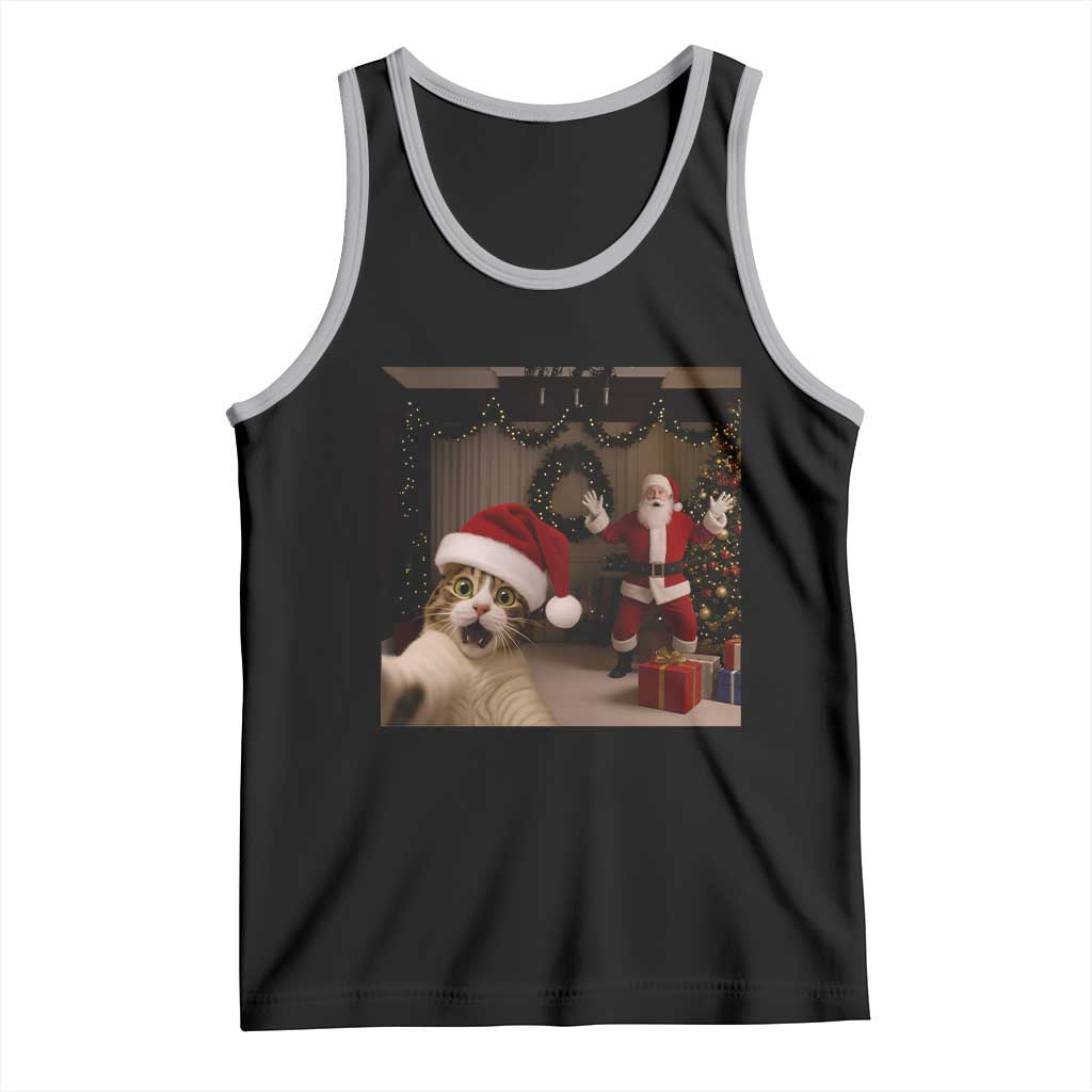 Funny Cat With Santa Selfie Christmas Tank Top - Wonder Print Shop