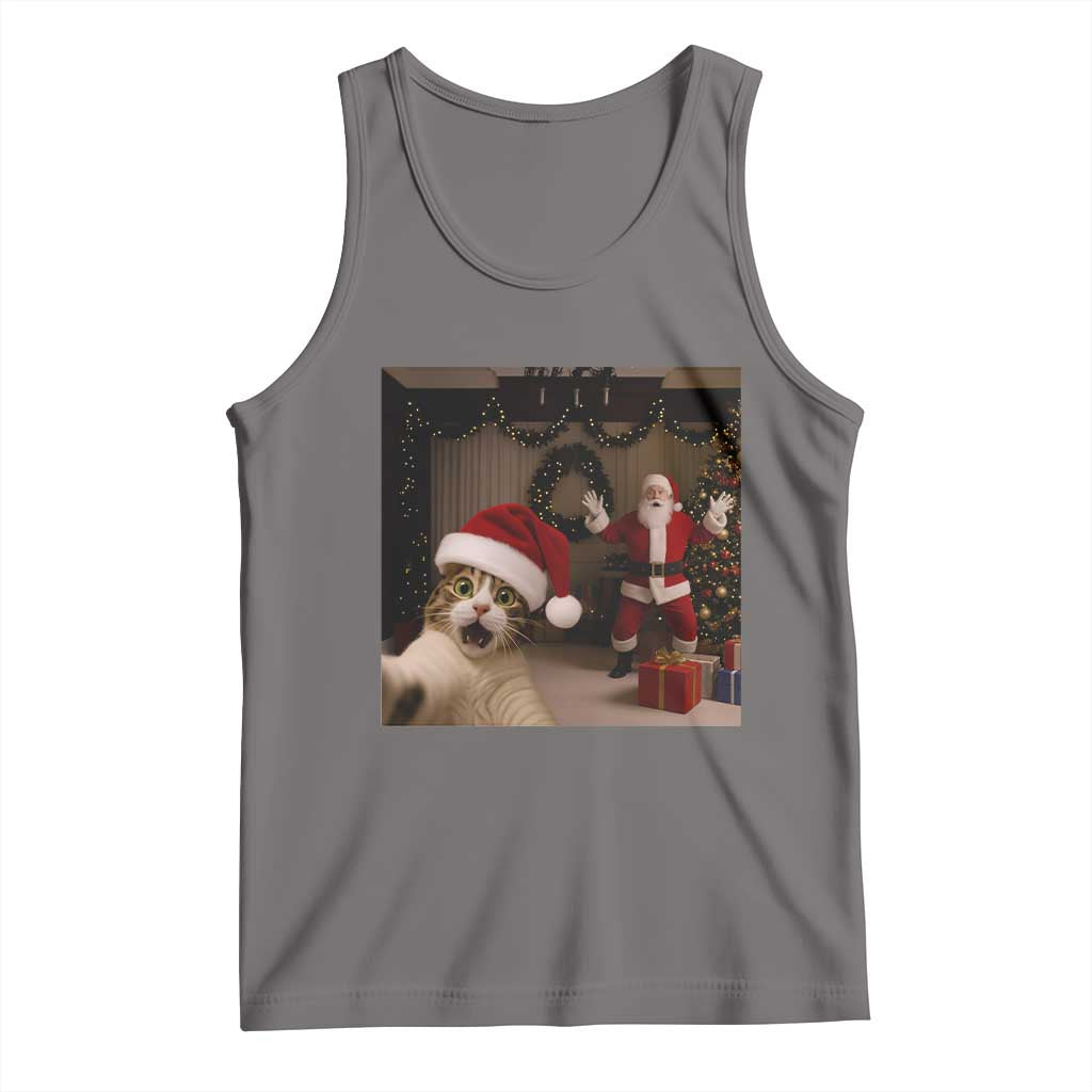 Funny Cat With Santa Selfie Christmas Tank Top - Wonder Print Shop
