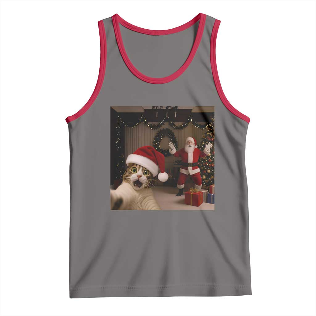 Funny Cat With Santa Selfie Christmas Tank Top - Wonder Print Shop