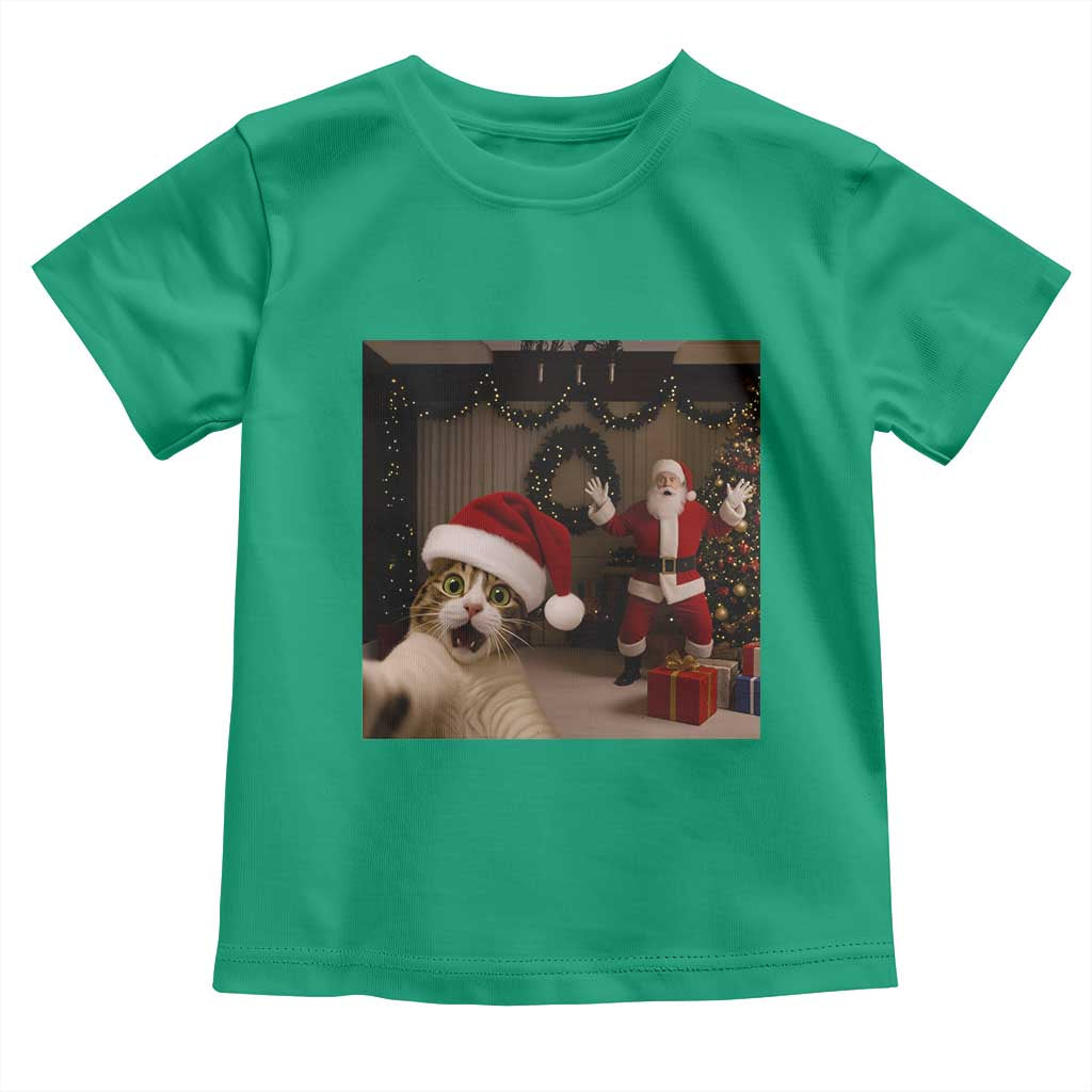 Funny Cat With Santa Selfie Christmas Toddler T Shirt - Wonder Print Shop