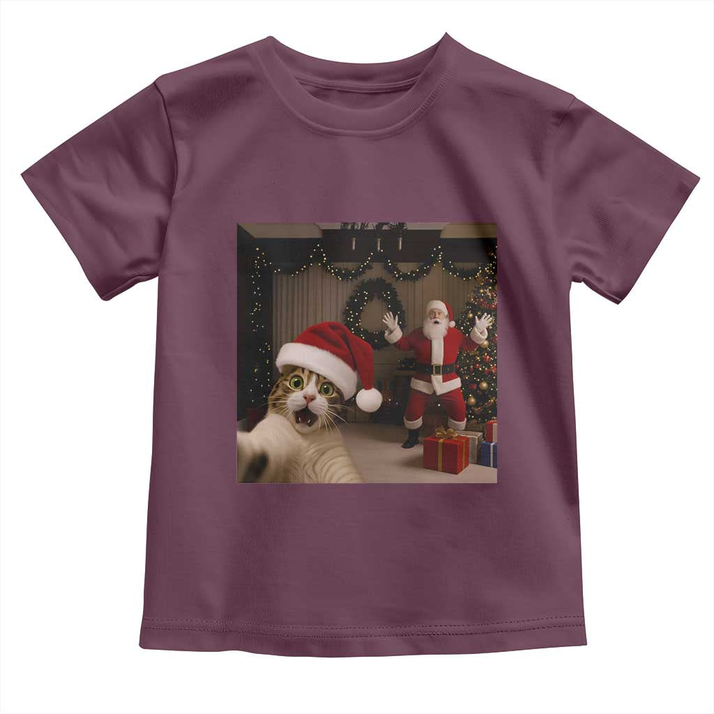 Funny Cat With Santa Selfie Christmas Toddler T Shirt - Wonder Print Shop