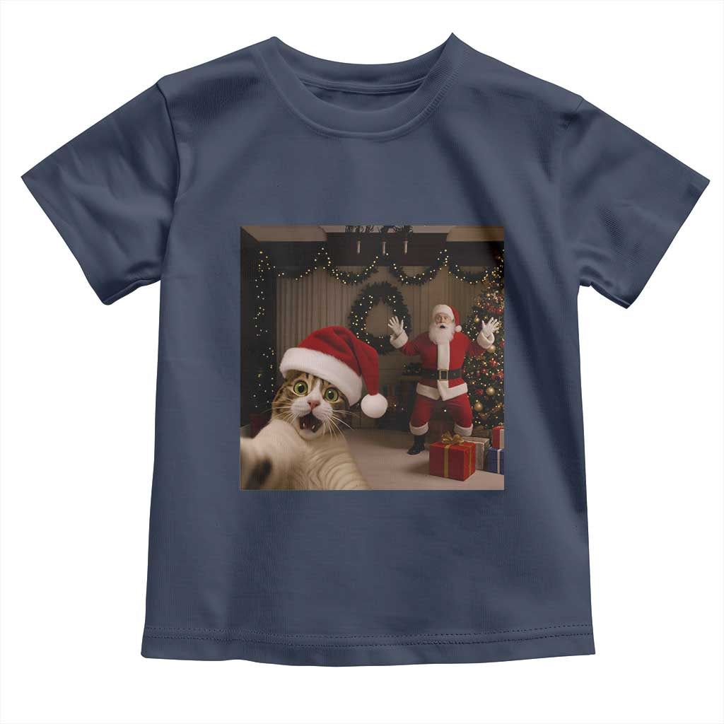 Funny Cat With Santa Selfie Christmas Toddler T Shirt - Wonder Print Shop