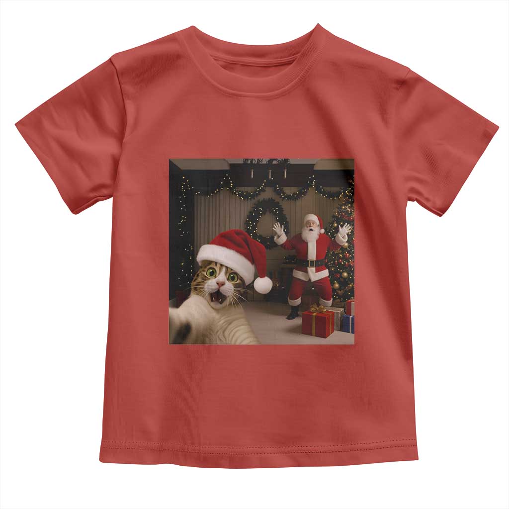 Funny Cat With Santa Selfie Christmas Toddler T Shirt - Wonder Print Shop