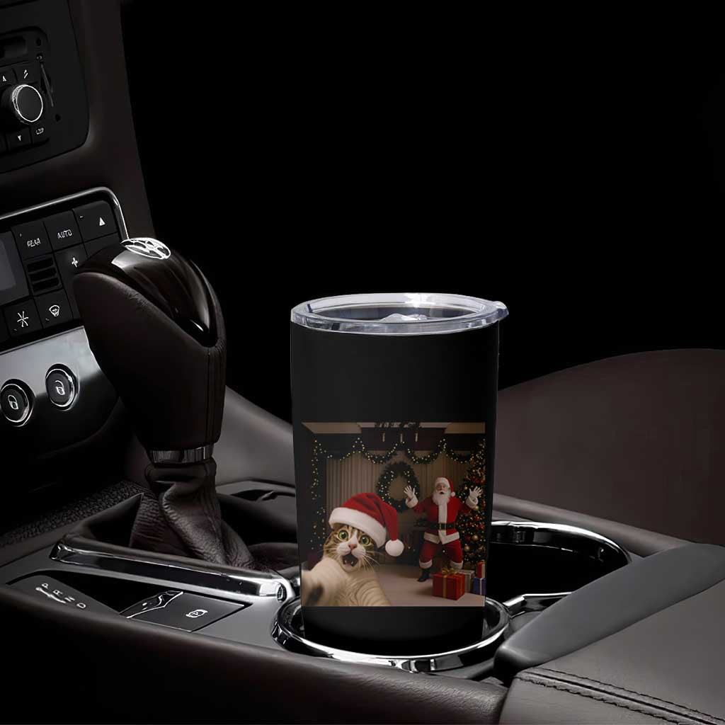 Funny Cat With Santa Selfie Christmas Tumbler Cup - Wonder Print Shop