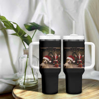 Funny Cat With Santa Selfie Christmas Tumbler With Handle - Wonder Print Shop