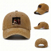 Funny Cat With Santa Selfie Christmas Washed Cotton Baseball Cap