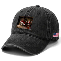 Funny Cat With Santa Selfie Christmas Washed Cotton Baseball Cap