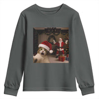 Funny Cat With Santa Selfie Christmas Youth Sweatshirt - Wonder Print Shop
