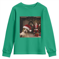 Funny Cat With Santa Selfie Christmas Youth Sweatshirt - Wonder Print Shop