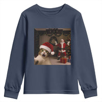Funny Cat With Santa Selfie Christmas Youth Sweatshirt - Wonder Print Shop