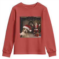Funny Cat With Santa Selfie Christmas Youth Sweatshirt - Wonder Print Shop