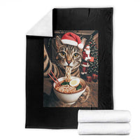 Funny Cat Ramen Selfie With Santa Christmas Throw Blanket - Wonder Print Shop