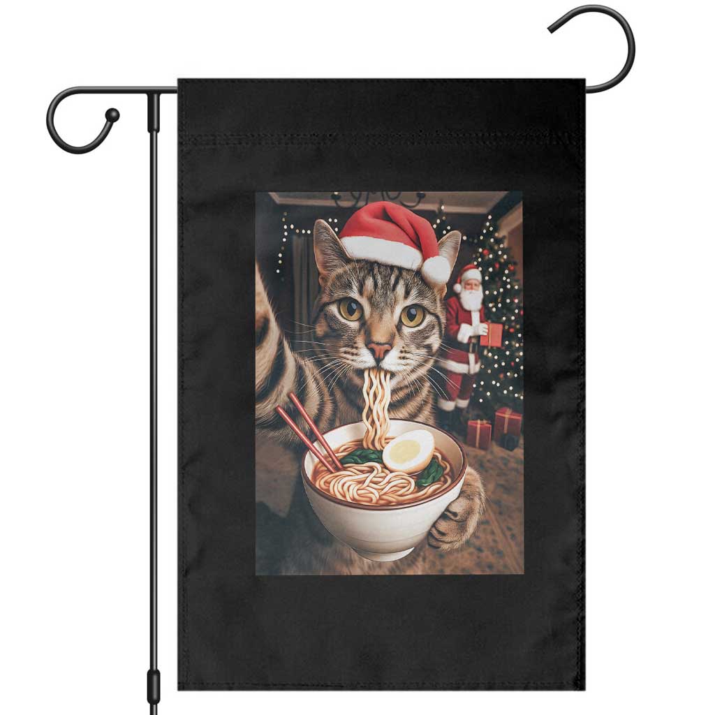 Funny Cat Ramen Selfie With Santa Christmas Garden Flag - Wonder Print Shop