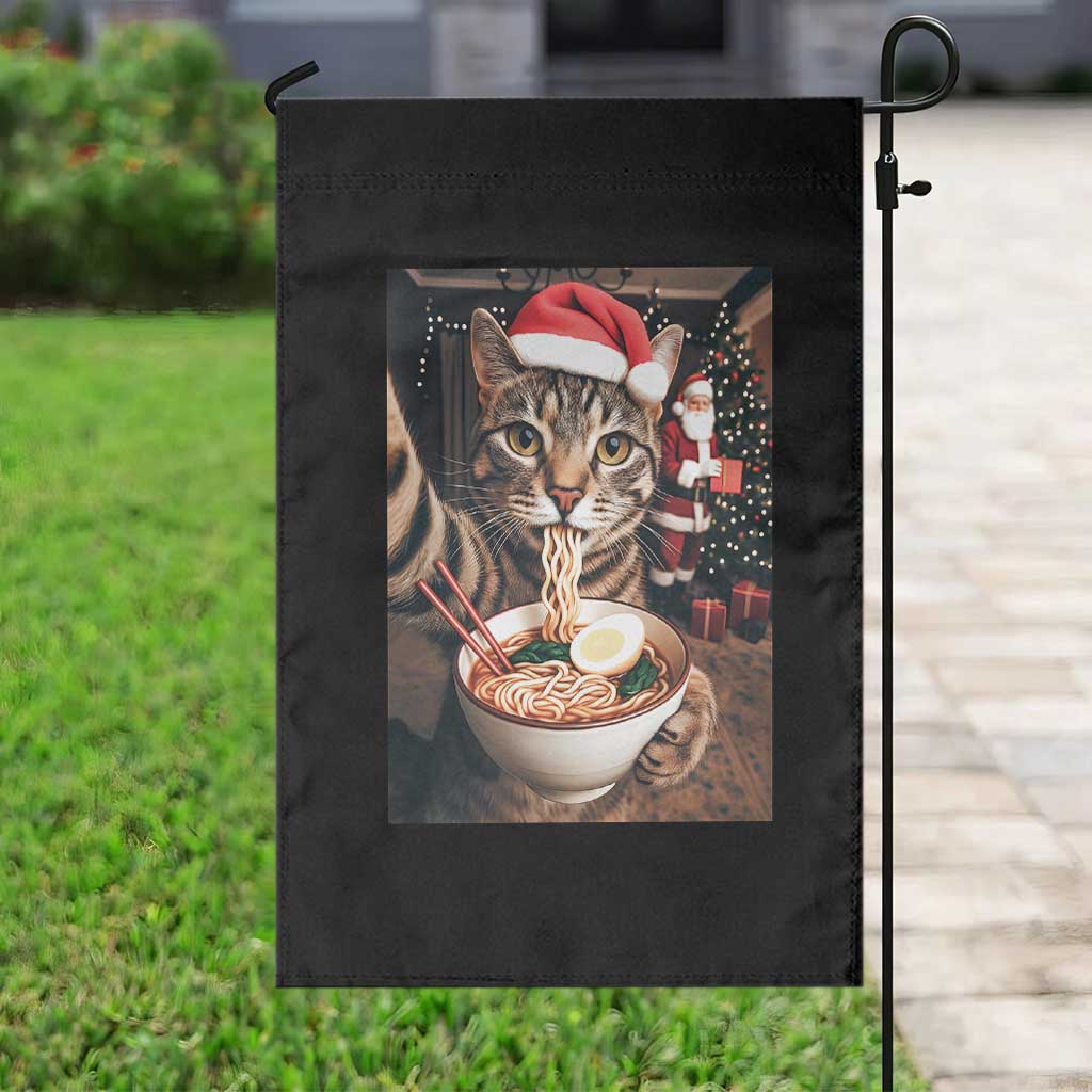 Funny Cat Ramen Selfie With Santa Christmas Garden Flag - Wonder Print Shop