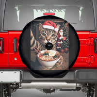 Funny Cat Ramen Selfie With Santa Christmas Spare Tire Cover - Wonder Print Shop
