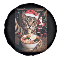 Funny Cat Ramen Selfie With Santa Christmas Spare Tire Cover - Wonder Print Shop