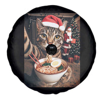 Funny Cat Ramen Selfie With Santa Christmas Spare Tire Cover - Wonder Print Shop